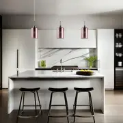 Espejo interior Pendant Light in Chrome or Rose Gold Glass with Line Effect