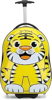 [PLMKO] 16-Inch Boy Girl Cartoon Animal Suitcase, Children's Luggage, Lightweight Hard Shell Trolley Case with 2 Wheels,Tiger