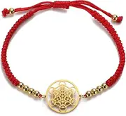 [EUEAVAN] Metatrons Cube Bracelet Adjustable Beaded Couple Sacred Geometry Bracelet Archangel Handmade Braided Rope Lucky Red String Bracelet kabbalah Amulet Statement Jewelry