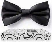 [Adam Young] Men's Bow Ties Pre-Tied Style Formal Satin Classic Bowtie for Tuxedo Faux Silk
