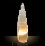 Crystal Wonderland Large Selenite Crystal Skyscraper Tower Lamp 30cm