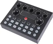 Kisangel External Sound Card with Lighting for Mobile Phone and Computer Dual Microphone Ports for Live Streaming Reverb and Tone Effects for Djs and Beginners