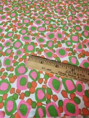 Vintage Fabric Pink Green Orange Multicolor Mod Groovy Dots Blobs 31" x 36"