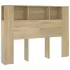 Wooden Headboard Bed Storage Shelf Rack Head Bedhead Sonoma Oak Double 140cm
