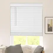 CALYX INTERIORS Faux Wood Blinds with Classic Valance, Cordless, 2" Slat, 22.5" W x 36" H, Blinds for Indoor Windows, Room Darkening Window Blinds for Home Interior Windows and Doors, Pure White