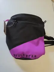 BXULDBEAR Canvas Chalk Bag for Rock Climbing Purple Black NEW with Belt