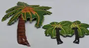 Palm Tree w/coconuts 16" & 11" metal hanging tropical wall art (2 PIECE LOT)