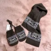 Jacadi Knit and Fleece Mittens & Scarf chocolate color Set 2T NWT