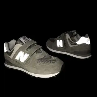 New Balance 童鞋 574 休閒鞋 中大童 深灰 寬楦頭 麂皮 魔鬼氈 NB PV574EVGW