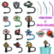 Football Straw Toppers Starbucks Tumbler Cup Silicone Dust Plugs Tip FREE Straw.