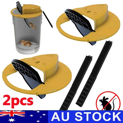 2 x Mouse Trap Flip N Slide Bucket Lid Reusable Rat Catcher with Ladder Set New