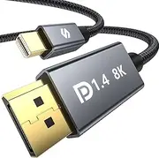 Silkland 8K Mini DisplayPort to DisplayPort 1.4 Cable 3M [8K@60Hz, 4K@144Hz, 2K@240Hz] HDR, DSC1.2, G-Sync FreeSync, Mini DP [Thunderbolt 2 Compatible] for Gaming Laptop, MacBook, iMac, Monitor