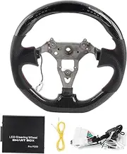 LED Steering Wheel, Carbon Fiber Race Wheel, Perforated Leather Steering Wheel with Red Stitching Compatible with Skyline GT R R34 1999-2002