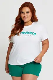 White Sleeve T-shirt San Francisco Embroidered Short