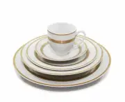 Royalty Porcelain 20-pc "Queen" White Gold Dinner Set, 24K Gold, Fine Porcelain