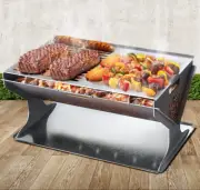 Grillz Fire Pit BBQ, Stainless Steel Charcoal Barbeque Grill Outdoor Heater S...