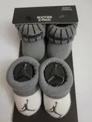 NEW Nike Air Jordan Jumpman 2 Pairs Newborn 0-6 Baby Gray Black White Booties