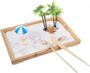 Vaguelly Mini Zen Garden Ocean Scene Meditation Miniature Landscape Table for Adults Boys and Girls Relaxing Sandbox