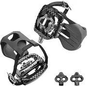 VENZO Bike Toe Clips Cages & Cleats - Compatible with Shimano SPD Pedals - Fixed or Adjustable Bicycle Toe Clips & Cleats for Fitness Indoor Exercise Bikes