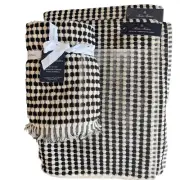 4 Piece Brooks Brothers Black Tan Checkered Turkish Towel Set 2 Bath 2 Hand NWT