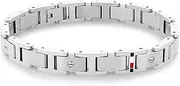 [Tommy Hilfiger] Men's Screws Ionic Plated Black Steel Link Bracelet, standard, Stainless Steel, no gemstone