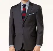 $460 Tommy Hilfiger 38R Men Gray Check Fit Wool Suit Jacket Blazer Sport Coat