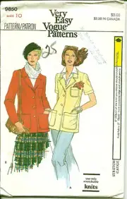 Vogue Pattern 9850, Stretch Knit Jackets, Vintage Early 1980's, Size 10, Uncut