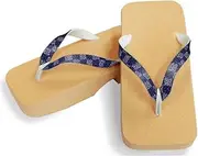 Hajime(一歩) [One Step] [Hajime] Geta Geta Clogs, Soft and Water Resistant, Made of Sponge, 10.6 inches (27 cm), BE/Checkered Shark Komon x Navy Blue, Checkered Shark Small Pattern x Navy Blue (Chimatsu Shark x