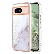 Yb Imd Soft Tpu Cover For Google Pixel 8a, Marble Pattern Electroplated Edge Phone Case