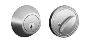 SCHLAGE Single Cylinder Deadbolt, Satin Chrome, Key Lock,