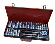 24 Piece Ratchet Socket Wrench Set Screwdriver Bits Extension Hex Chrome Vanadium