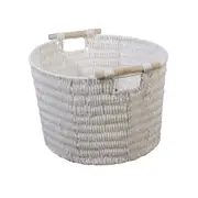 Maine & Crawford Cercy Paper Rope 45cm Storage Basket Organiser w/ Handle White