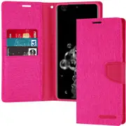 Goospery Samsung Galaxy S21 4G 5G Fabric Wallet Case Cover G991 [Magenta]