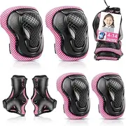 AnnuoYi Knee Pads for Kids,Knee Pads for Kids Adjustable Protective Gear Set,Skating Protection Equipment Set for Skateboarding Skates,Suitable for Skateboards, Bicycles, and Rollers