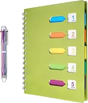 Notebooks for Work, A5 Notebook with Index, Hardcover Notebook, A5 Spiral Notebook, Spiral Journal, Subject Notebook for work,Students, Office, Home,Writing Planner