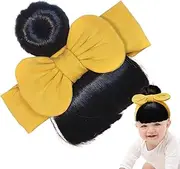 Bowknot Wigs for Baby Girls, Toddler Bangs Wig Headband, Breathable Comfortable Hair Accessories for Festivals Stage Performances Parent-child