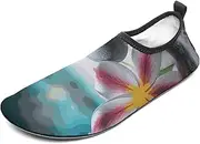 [BTCOWZRV] Water Shoes for Women Men Tropical Flower and Zen Stone Water Sports Shoes Slip-on Breathable Lightweight Athletic Aqua Sock