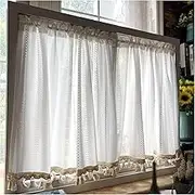 1 Panel Rod Pocket Valance Curtains, Semi Sheer Light Filtering Valance for Windows Country Rustic Window Treatments Small Drape for Bedroom Laundry Basement, WxL(White,200x200cm(79x79in))