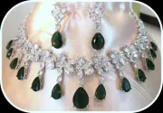 Emerald AAA geade gem Brliant Stone Necklace Earring Set cocktale bridal party