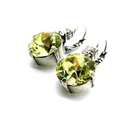 Mariana Earrings Beautiful Round Clear & Light Olive Green Silver Swarovski C...