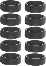 ifundom 10 Pack Men's Rings Silicone Workout Rings Comfortable and Breathable Elegant Decorative Ring Wedding Band Set Black Size 8
