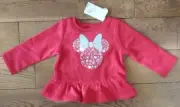 Disney Minnie Mouse Softest Fleece Ruffled Sweatshirt. Red. NWT. Sz 12M