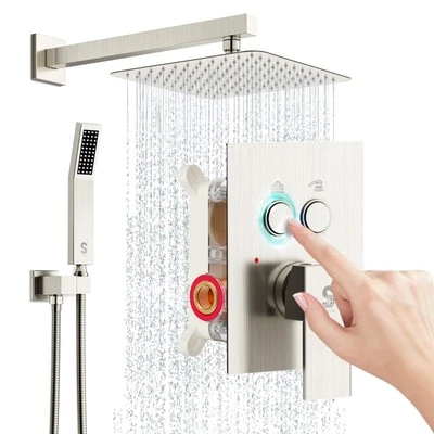 SR SUN RISE Shower System with Push Button Diverter, Wall Mounting Luxury 10 ...