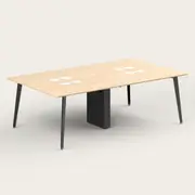 Recess Quad Desk | Office Desk | Office Workstation, Maple / Black / Angled