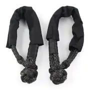 2x Black 1/2" Synthetic Soft Shackle Recovery Straps 38000 LBs For Winch Rope