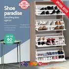 Shoe Cabinet Shoes Storage Rack 60 Pairs Organiser Wooden 3 Shelf Cupboard 150CM