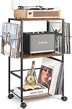 Record Player Stand,Vinyl Record Storage Side Table,Large Vinyl Holder Cart,Vinyl Record Holder with Store 150 Albums Record Player Table for Vinyl Storage,Turntable Stand with 2 Vinyl Display
