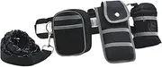 AIMALL Versatile Waist Dog Leash Set with Reflective Straps for Safe Night Running - Adjustable Length, Multifunctional Pockets, and Secure Clasp
