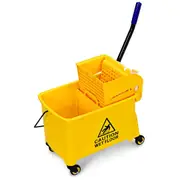 Costway 20L Spin Mop Bucket System Mop Bucket Set w/Metal Handle Wheeled Wringer Trolley Wet Dry Microfiber Wash Cleaning Yellow