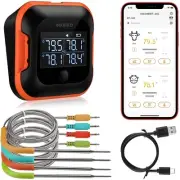 150ft Bluetooth Meat Thermometer with 4 Colored Probes, Temperature Graph Rea...